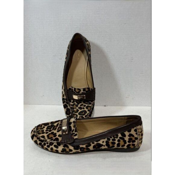 Coach Classic Leopard Print Slide On Flat W/gold & Dark Brown Women 9.5 - Picture 6 of 11